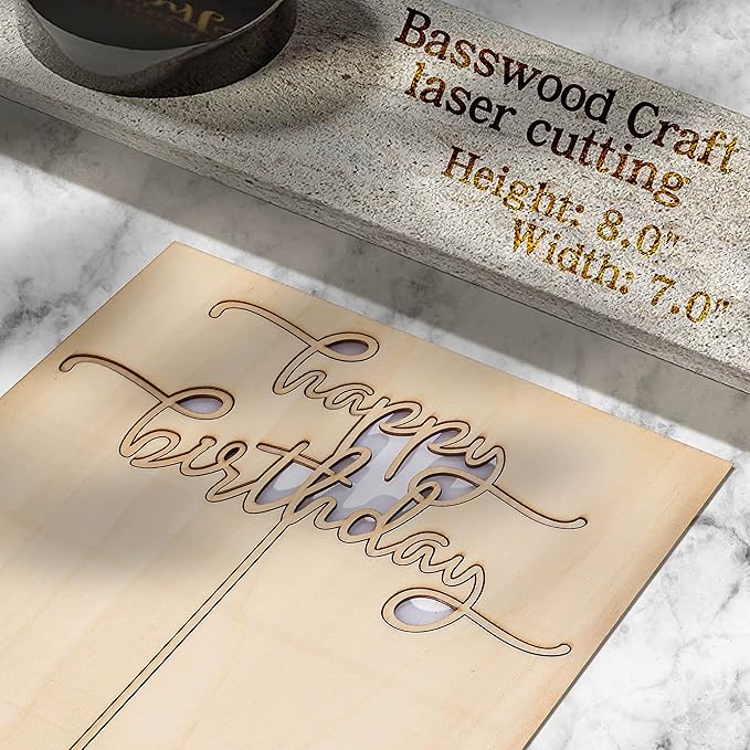 Happy Birthday Cake Topper - High-end Basswood Craft Durable Multifunctional Cake Topper, Wooden Textured Cake Decoration for Birthday Party Decoration,the Best Souvenirs for Family and Friends.