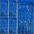 Tinsel Curtain Party Backdrop Blue Birthday Decorations 5 Packs Glitter Foil Fringe Curtain Party Decor Streamers Photo Booth for Birthday Christmas Wedding Halloween Graduation Decorations