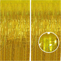 Melsan Gold Foil Curtain, 2 Pack 3.2 ft x 8.2 ft Tinsel Foil Fringe Curtains Backdrop, Sparkle Metallic Foil Fringe Curtains for Class of 2025 Retirement Fathers Day Decorations Photo Booth Props