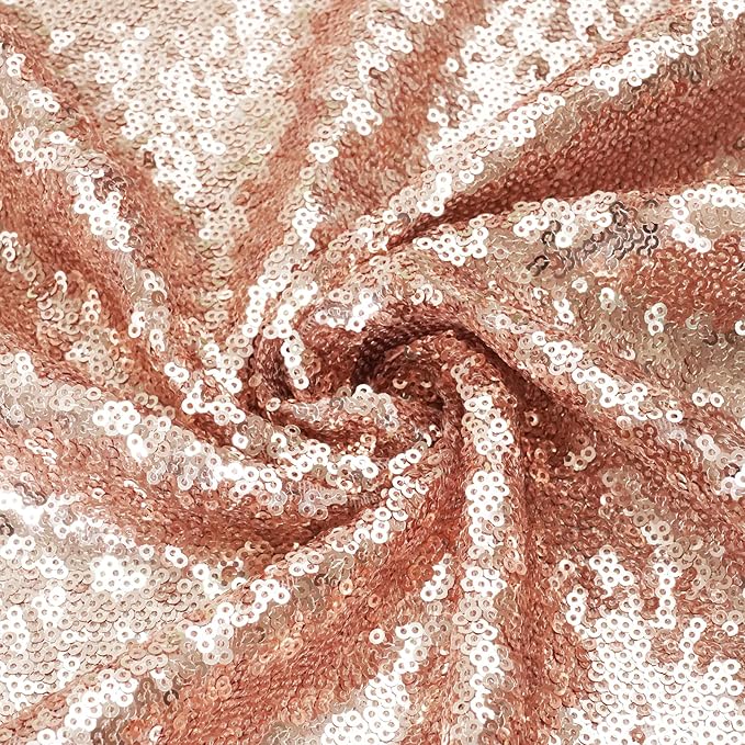 Eternal Beauty Rose Gold Sequin Backdrop, 10x10 Ft Glitter Background Curtains for Shimmer Photography Party Wedding Birthday Back Drop Decor