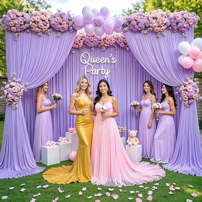 20ft x 12ft Lavender Backdrop Curtains Wrinkle Free Backdrop Curtain for Wedding Parties Lilac Fabric Backdrops Drapes Back Drop Cloth Bridal Shower Stage Curtains Wedding Decorations for Reception