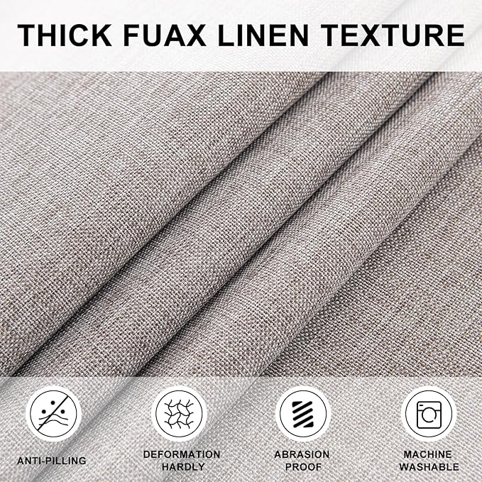 Hiasan Round Linen Tablecloth 40 Inch - Wrinkle and Stain Resistant Washable Polyester Fabric Table Cloth for Dining Room Kitchen Party, Stone