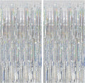 Tinsel Curtain Party Backdrop Silver Birthday Decorations 2 Packs Glitter Foil Fringe Decor Streamers Photo Booth for Christmas Wedding Halloween Graduation Decorations