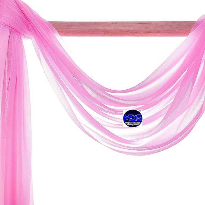 MDS Halloween Chiffon Draping Fabric - 2 Panel, 30" Wide x 75ft Long - Sheer Spooky Arbor & Canopy Drapery for Haunted House Backdrops, Party Ceilings, DIY Costumes & Themed Events - Bubblegum Pink