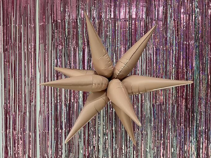 3pcs 26inch 3D matte pink Explosion Star foil balloon, matte pink Foil Cone Star burst Balloons for Birthday Wedding New Year Party Event