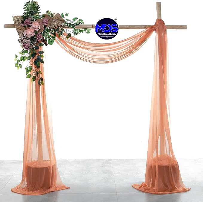 MDS Halloween Chiffon Draping Fabric - 1 Panel, 30" Wide x 75ft Long - Sheer Spooky Arbor & Canopy Drapery for Haunted House Backdrops, Party Ceilings, DIY Costumes & Themed Events - Coral Peach