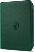 9 Pocket Zipper Card Binder, Fabmaker 360 Trading Card Holder Book, Premium PU Cover Zip Binder for Cards, Durable Side Loading Card Folders Album for MTG, TCG, Game Cards, Sports Cards, Dark Green