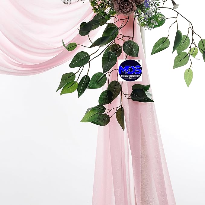 MDS Halloween Chiffon Draping Fabric - 2 Panel, 30" Wide x 50ft Long - Sheer Spooky Arbor & Canopy Drapery for Haunted House Backdrops, Party Ceilings, DIY Costumes & Themed Events - Blush Pink