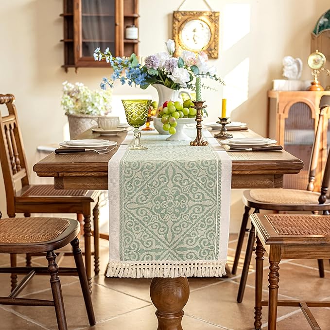 Table Runners 119 Inches,Waterproof Boho Table Runner with Tassel Fringe,Table Runner for Party Coffee Table