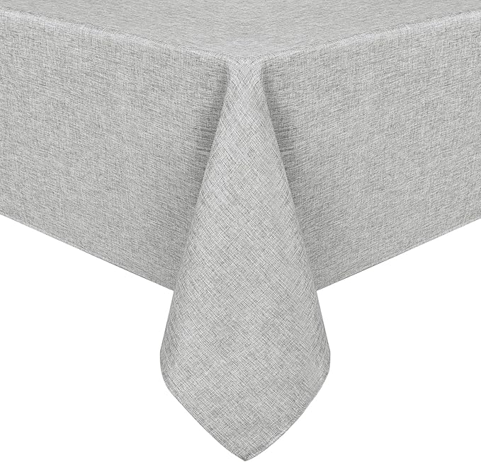 Hiasan Faux Linen Square Tablecloth - Wrinkle and Stain Resistant Washable Table Cloth for Kitchen Dining Room Holiday Table Cover for Dinner, Light Grey, 60 x 60 Inch