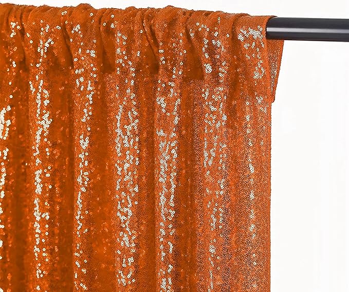 Orange Sequin Backdrop Curtains 1 Panel 10FTx10FT Glitter Orange Photo Backdrop for Party Wedding Baby Halloween Decoration