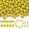 200pcs 10mm Rhinestone Beads for Jewelry Making, Yellow Shiny Round Disco Ball Beads Bulk, Sparkle Crystal Clay Christmas for Bracelet Baseball Necklace Earring Crafting and DIY
