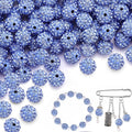 100 pcs 10mm Rhinestone Beads for Jewelry Making, Light Blue Shiny Round Shamballa Disco Beads Bulk, Sparkle Crystal Clay Christmas for Bracelet Baseball Necklace Earring Crafting and DIY