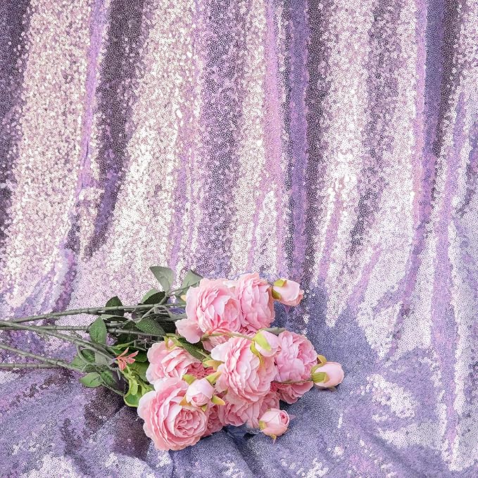 JYFLZQ Lavender Sequin Backdrop Curtains 2ft x 8ft 2 Panel Glitter Photo Booth Backdrops Sparkly Photography Background Drapes for Parties Wedding Bridal Showers