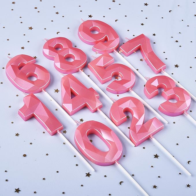 PHD CAKE 2.76 Inch Crystal Pink 7 Number Birthday Candles, Pink Number Candles, Cake Number Candles, Party Celebration