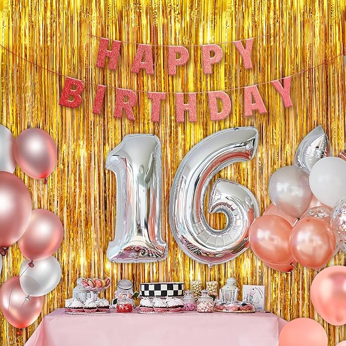 Gold Metallic Tinsel Foil Fringe Curtains, 4 Pack 3.3x8.3 Feet Party Streamer Curtains for Birthday Party Decorations, Halloween Decor, Foil Curtain Backdrop for Bachelorette Party