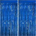Tinsel Curtain Party Backdrop Blue Birthday Party Decorations 2 Packs Glitter Foil Fringe Curtain Party Decor Streamers Photo Booth for Birthday Christmas Wedding Halloween Graduation Decorations