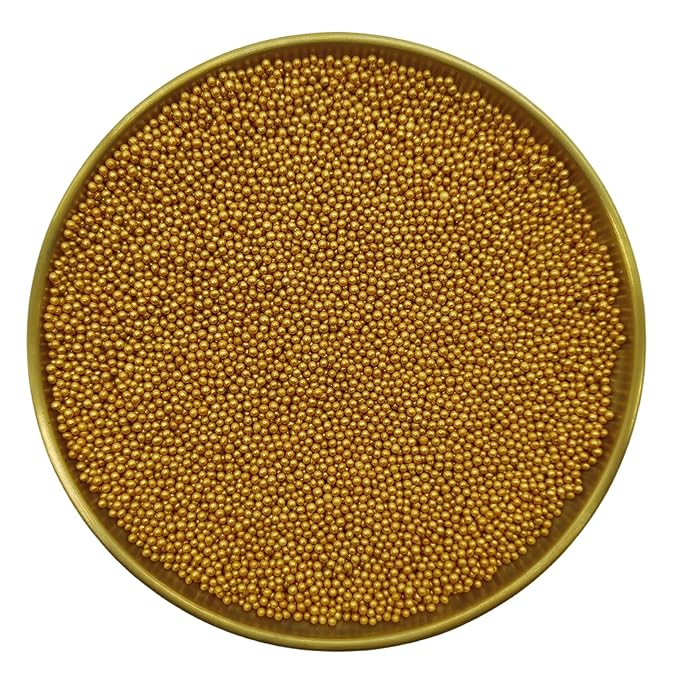 Edible Gold Sprinkles Candy 2mm Mini Pearls Cake Decorations Cupcake Toppers Cookie Decorating Perfect for Wedding Party Valentine Halloween Christmas Supplies 3OZ