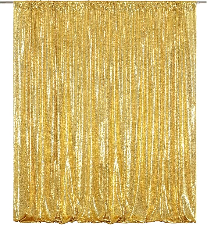 Poise3EHome 4x8ft Gold Sequin Backdrop, Upgrade Shimmer Backdrop for Wedding Christmas Decor, Party Photo Booths, and Event Decorations
