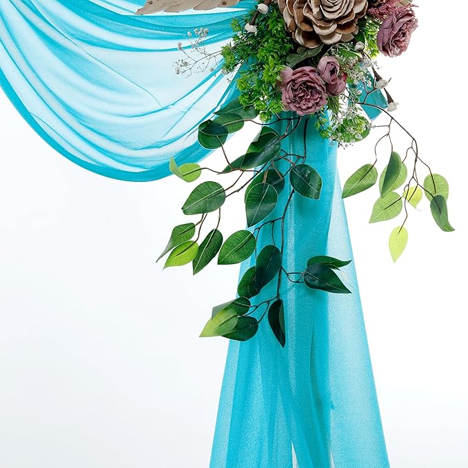 VDS Pack of 1 Panel (30 Inch X 20 Feet) Wedding Arch Draping Fabric Sheer Chiffon Fabric Drapery for Wedding Ceremony Reception Swag Backdrop Canopy Chuppah ARBO Altars Decoration (Peacock Blue)