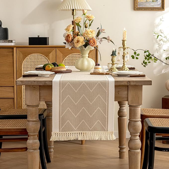 Table Runners 107 Inches,Waterproof Boho Table Runner with Tassel Fringe,Table Runner for Party Coffee Table