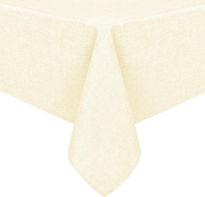 Hiasan Faux Linen Square Tablecloth - Wrinkle and Stain Resistant Washable Table Cloth for Kitchen Dining Room Holiday Table Cover for Dinner, Champagne, 70 x 70 Inch