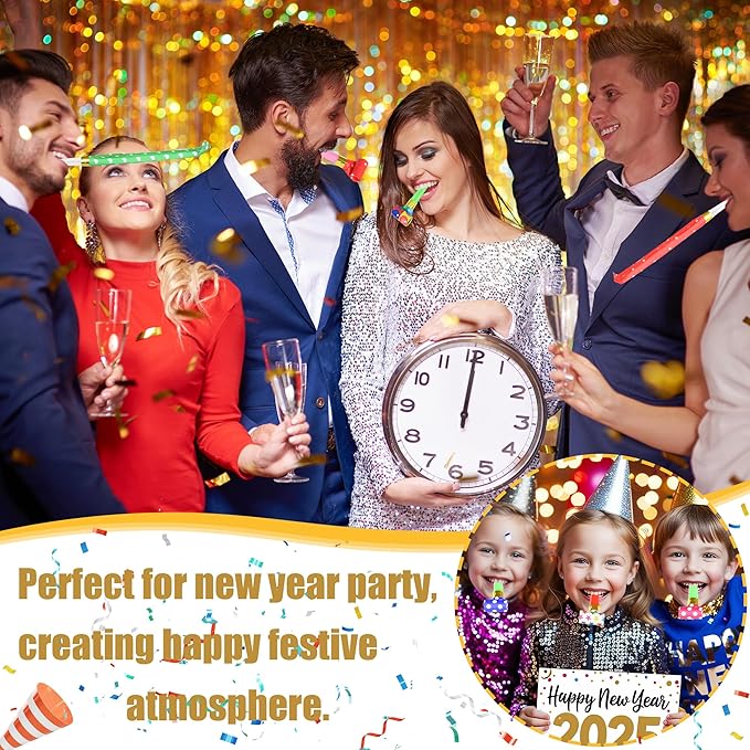 24 Pcs Party Blower Colorful Blowouts Noisemakers Birthday Blowouts Whistles for Party Favors(Colorful Paper Roll)