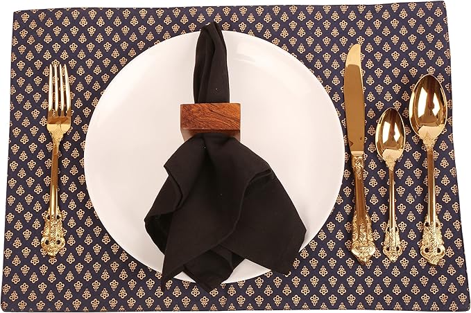 Finely Handcrafted Natural Wood Square Shape Large Size Party Dining Table Napkin Holders in Natural Tone. (Set of 6).