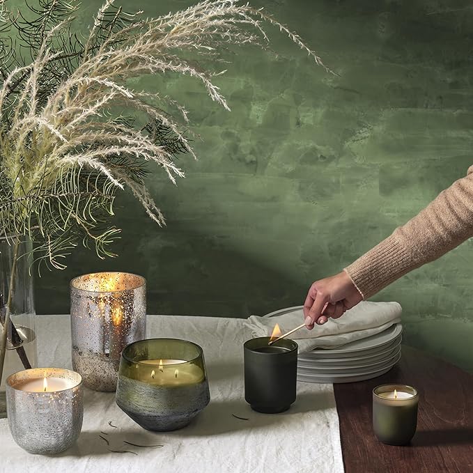 ILLUME Large Boxed Crackle Glass Candle, Balsam & Cedar