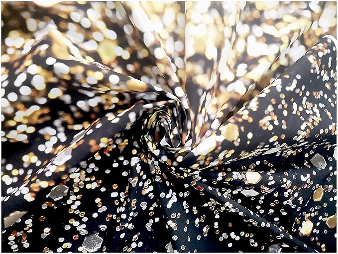 WOLADA Black and Gold Backdrop Golden Glitter Backdrop for Photography Wedding Birthday Baby Shower Party Photo Studio 5x7FT 11412