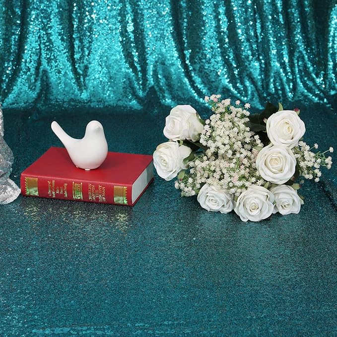 Poise3EHome Teal Sequin Backdrop Curtains, 4 PCS 3FT x 8FT Sequin Panels for Backdrop,Sequence Wedding Party Background Drapes