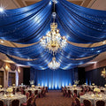 PartyVillage 10 Panels 5ftx30ft Royal Blue Ceiling Drapes for Wedding Parties – 30 FT Extra Long Thick Polyester Wrinkle-Free Drapery Tent Decor Decorations for Birthday Party Ceremony Stage Swag