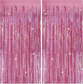Tinsel Curtain Party Backdrop Pink Birthday Decorations 2 Packs Glitter Foil Fringe Curtain Party Decor Streamers Photo Booth for Birthday Christmas Wedding Halloween Graduation Decorations