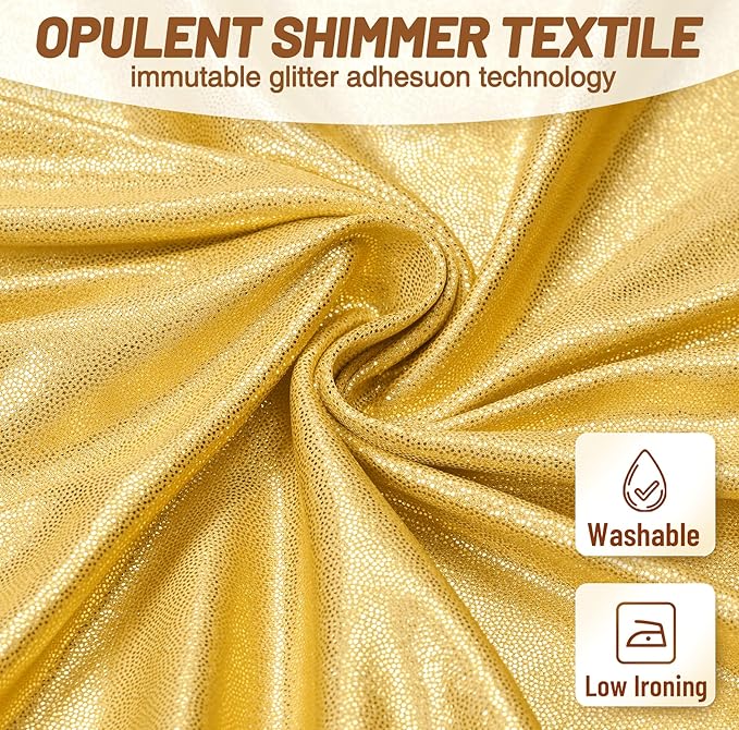 PartyVillage 30x10FT Gold Sequin Backdrop Curtain with String Lights – 6 Panels 5x10FT Sparkly Wrinkle-Free Glitter Backdrop Drapes for Birthday, Wedding, Photography, Graduation Party Décor