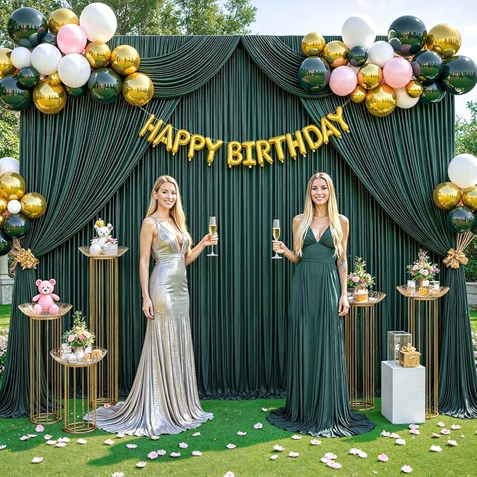 50ft x 12ft Emerald Green Backdrop Curtains Wrinkle Free Backdrop Curtain for Wedding Parties Fabric Backdrops Drapes Back Drop Cloth Bridal Shower Stage Curtains Wedding Decorations for Reception