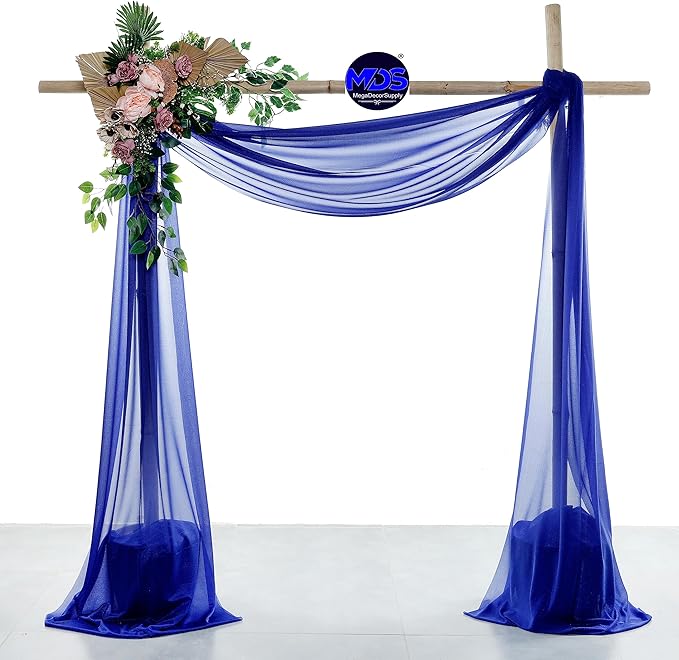 MDS Halloween Chiffon Draping Fabric - 2 Panel, 30" Wide x 40ft Long - Sheer Spooky Arbor & Canopy Drapery for Haunted House Backdrops, Party Ceilings, DIY Costumes & Themed Events - Royal Blue