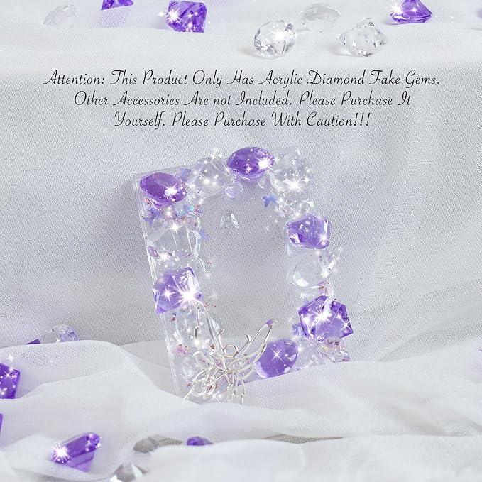 Acrylic Diamond Fake Gems Vase Filler, Babenest 240pcs 3/4 Inch Faux Diamonds Crystals Jewels for Table Scatters Wedding Party Event Arts & Crafts Birthday Decoration (240, Purple/Clear)