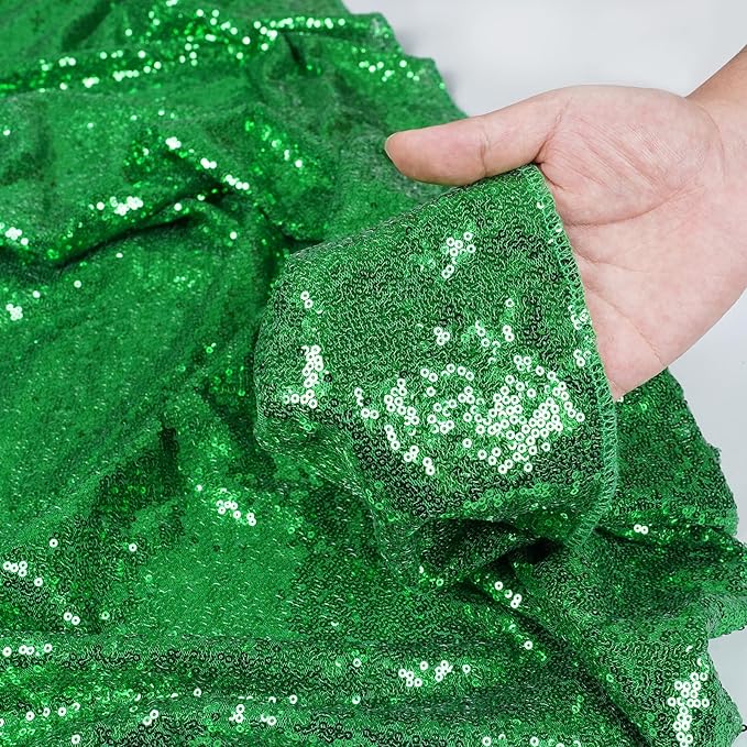 Poise3EHome Green Sequin Backdrop Curtain, 2 Panels 2FTx8FT Glitter Background for Party Halloween Birthday Party Baby Shower Wedding Christmas Thanksgiving Holiday Festival Decor