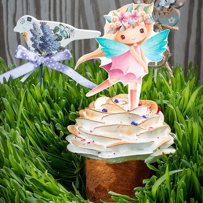 umoni Fairy Cupcake Toppers 48Pcs Fairy First Birthday Party Decorations Fairy Garden Party Cupcake Picks Fairy Cake Decorations Fairy Baby Shower Decorations Supplies