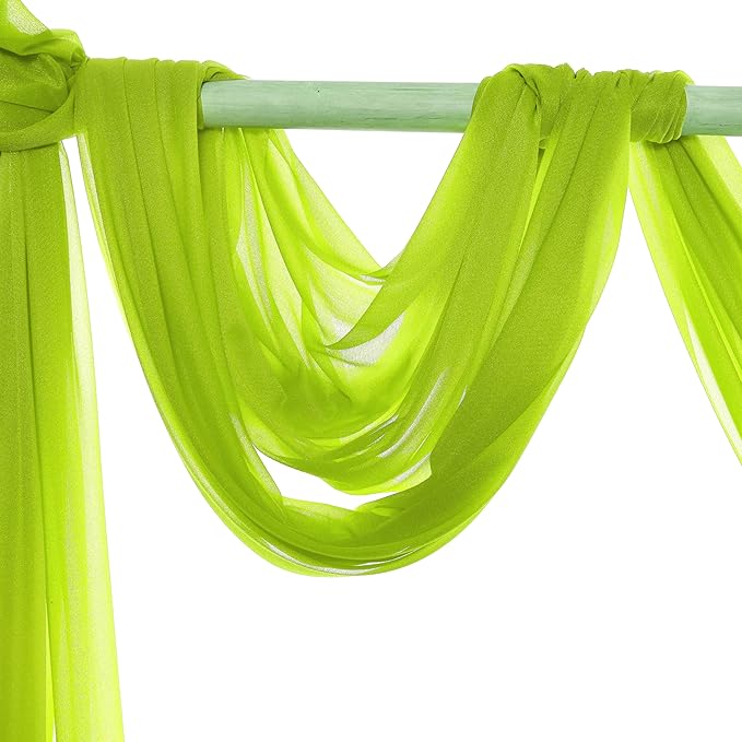 VDS Pack of 1 Panel (30 Inch X 40 Feet) Wedding Arch Draping Fabric Sheer Chiffon Fabric Drapery for Wedding Ceremony Reception Swag Backdrop Canopy Chuppah ARBO Altars Decoration (Parrot Green)