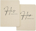 Slim Vow Books (Set of 2 - Design 4) - Soft Cream Canvas Linen Textured Cover Wedding Vow Booklets, Ceremony Speech Promise Notebook Journal, Gift for Newly Engaged Couple, 48 Lined Pages, 5.75" x 4"