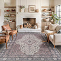 Bloom Rugs Washable Non-Slip 8' x 10' Rug - Cream/Green Traditional Medallion Area Rug for Living Room, Bedroom, Dining Room, and Kitchen - Exact Size: 8' x 10'