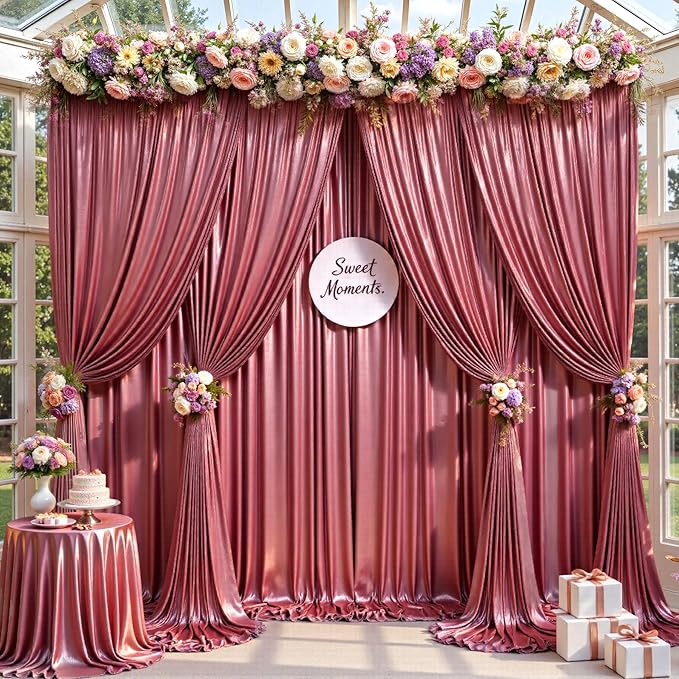 20x10ft Thick Rose Gold Glitter Backdrop Curtain Panels for Parties, Wrinkle Free Sequin Sparking Photo Backdrop Drapes, 4 Panels 5x10ft Shimmer Back Drop Cloth for Wedding Birthday Photography