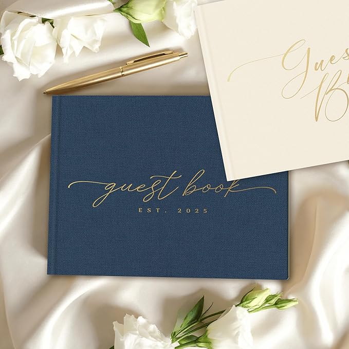 ARTESORI Custom 2025 Wedding Guest Book for Reception — Gold-Foiled Guestbook to Sign in, Elegant Baby Shower Guest Book for Party & Birthday — Photo & Polaroid Guest Book for Wedding & Bridal Shower