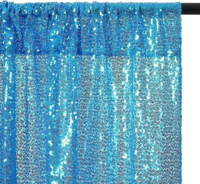 Eternal Beauty 4 PCS Sequin Backdrop Curtain, Sequin Wedding Backdrop for Christmas Party, Birthday (Turquosie 2FTx8FT)