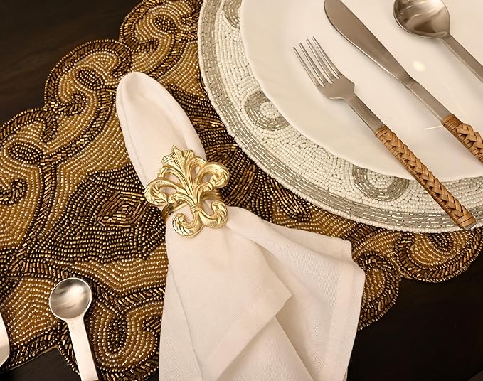 12-Pack Gold Napkin Rings - Shiny Metal Napkin Rings - Premium Lightweight Metal Napkin Holders for Elegant Dining, Weddings, Parties & Everyday Décor - ALPHA Living HOME