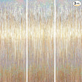 3 Pack 3.3 x 6.6 ft Champagne Foil Fringe Backdrop, Tinsel Streamers Party Decorations, Fringe Backdrop for Birthday, Photo Booth Props for Bachelorette, New Years Eve Party Supplies