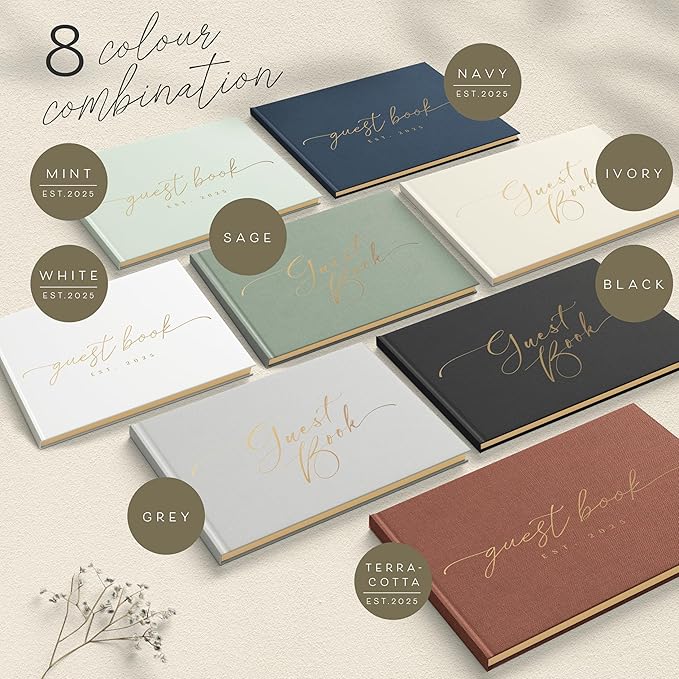ARTESORI Custom 2025 Wedding Guest Book for Reception — Gold-Foiled Guestbook to Sign in, Elegant Baby Shower Guest Book for Party & Birthday — Photo & Polaroid Guest Book for Wedding & Bridal Shower