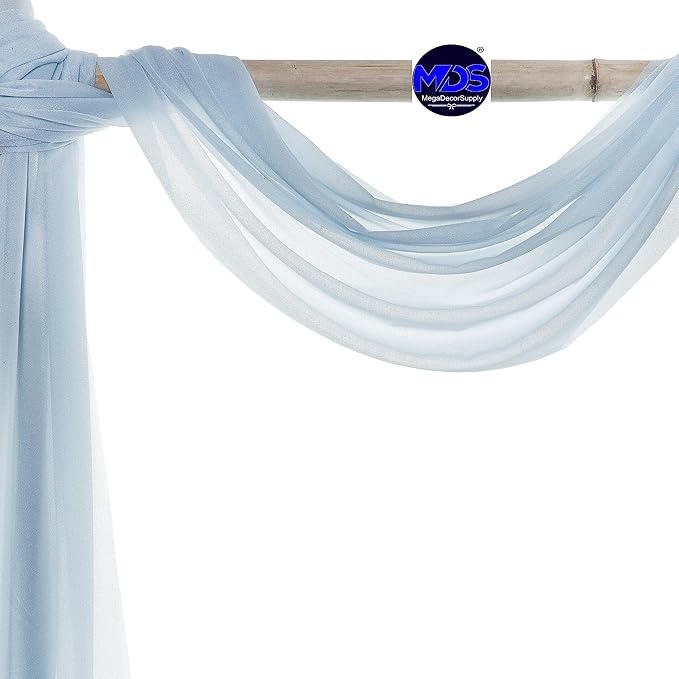 MDS Halloween Chiffon Draping Fabric - 2 Panel, 30" Wide x 30ft Long - Sheer Spooky Arbor & Canopy Drapery for Haunted House Backdrops, Party Ceilings, DIY Costumes & Themed Events - Baby Blue