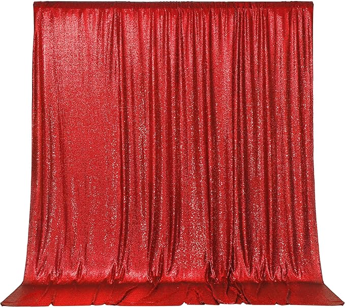 PartyDelight Red Sequin Backdrop Photography Christmas Curtain 6Ft x 8Ft